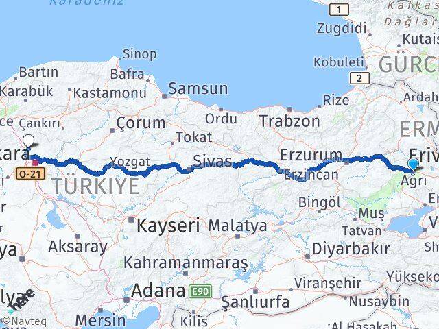 Ağrı Kahramankazan Ankara Arası Kaç Km - Yol Haritası