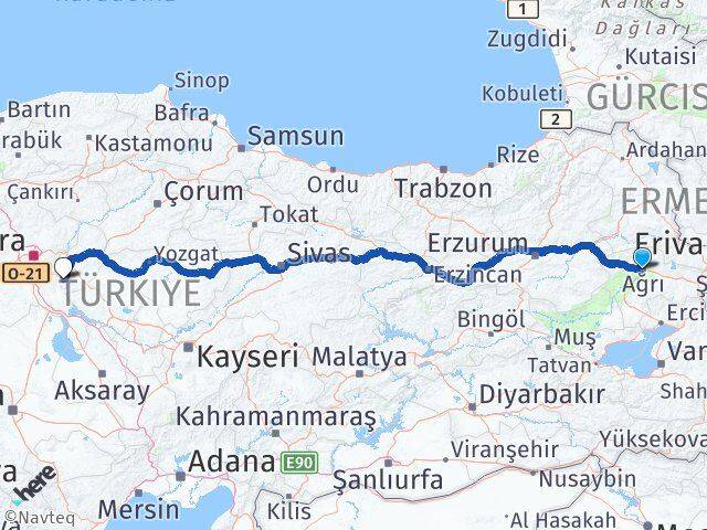 Ağrı Karakeçili Kırıkkale Arası Kaç Km - Yol Haritası