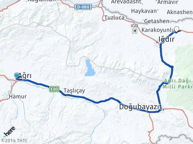Ağrı Karakoyunlu Iğdır Arası Kaç Km - Yol Haritası