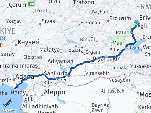 Ağrı Karataş Adana Arası Kaç Km - Yol Haritası