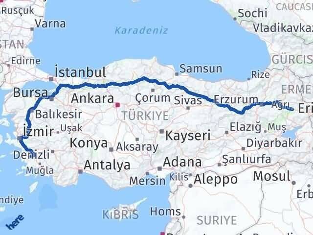 Ağrı Karpuzlu Aydın Arası Kaç Km - Yol Haritası