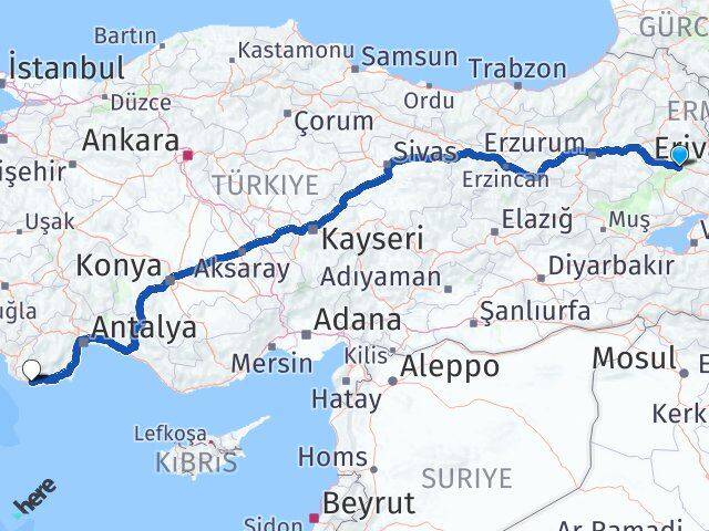 Ağrı Kaş Antalya Arası Kaç Km - Yol Haritası