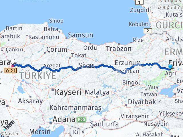 Ağrı Keçiören Ankara Arası Kaç Km - Yol Haritası