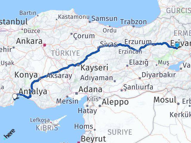 Ağrı Kemer Antalya Arası Kaç Km - Yol Haritası