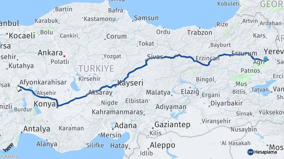 Ağrı Konuktepe Arası Kaç Km - Yol Haritası