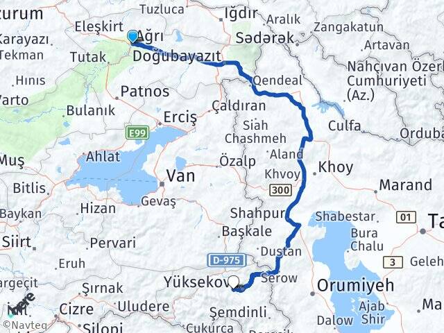 Ağrı Köprücek Yüksekova Hakkari Arası Kaç Km - Yol Haritası