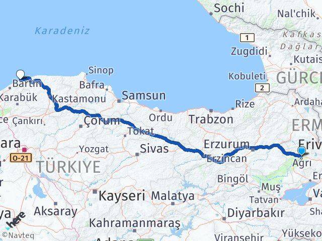 Ağrı Kurucaşile Bartın Arası Kaç Km - Yol Haritası