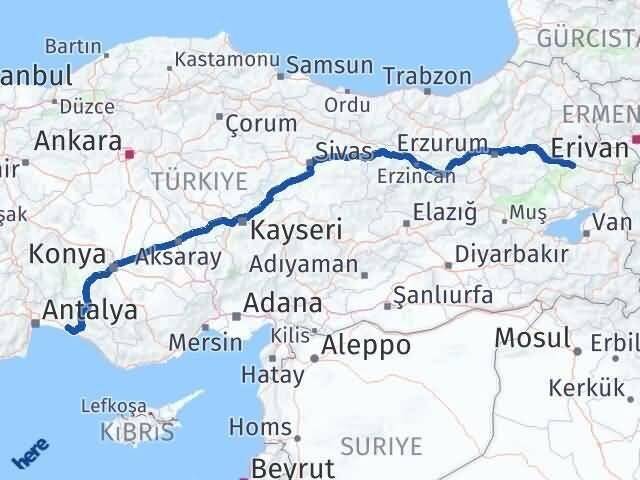 Ağrı Manavgat Antalya Arası Kaç Km - Yol Haritası