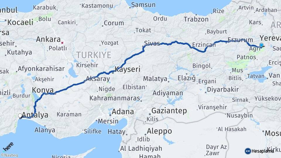 Ağrı Muş Havalimanı Arası Kaç Km - Yol Haritası