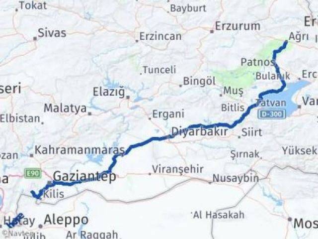 Ağrı Musabeyli Kilis Arası Kaç Km - Yol Haritası