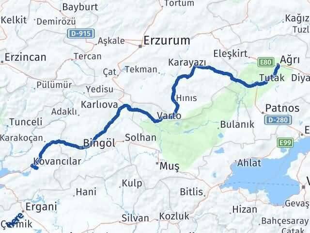 Ağrı Palu Elazığ Arası Kaç Km - Yol Haritası