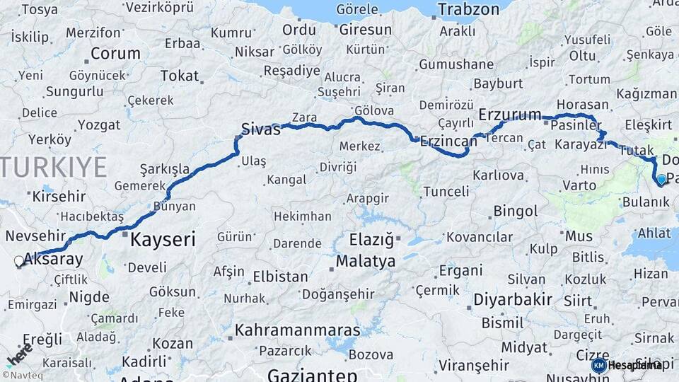Ağrı Patnos Aksaray Arası Kaç Km - Yol Haritası