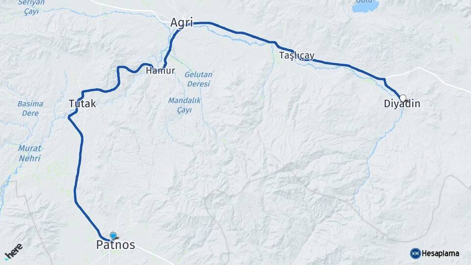 Ağrı Patnos Diyadin Arası Kaç Km - Yol Haritası