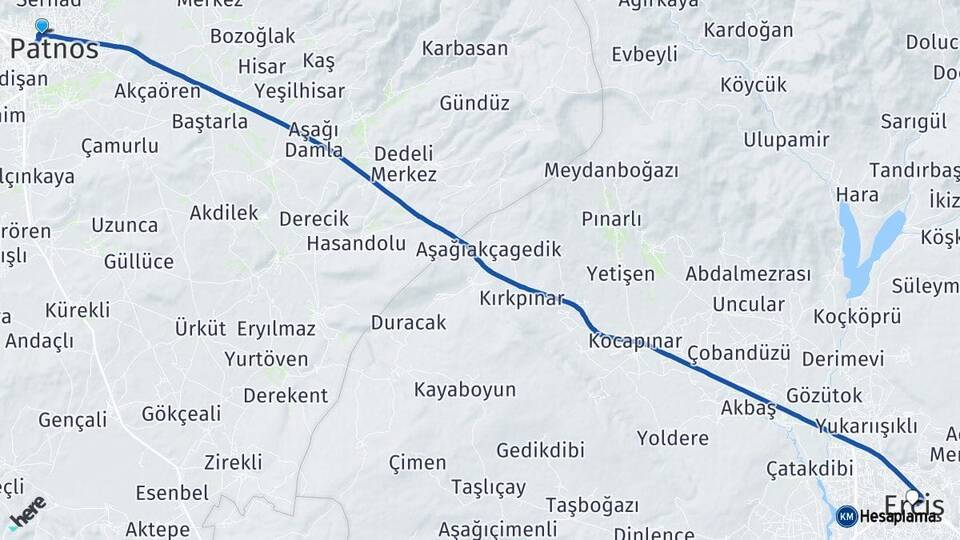 Ağrı Patnos Erciş Van Arası Kaç Km - Yol Haritası
