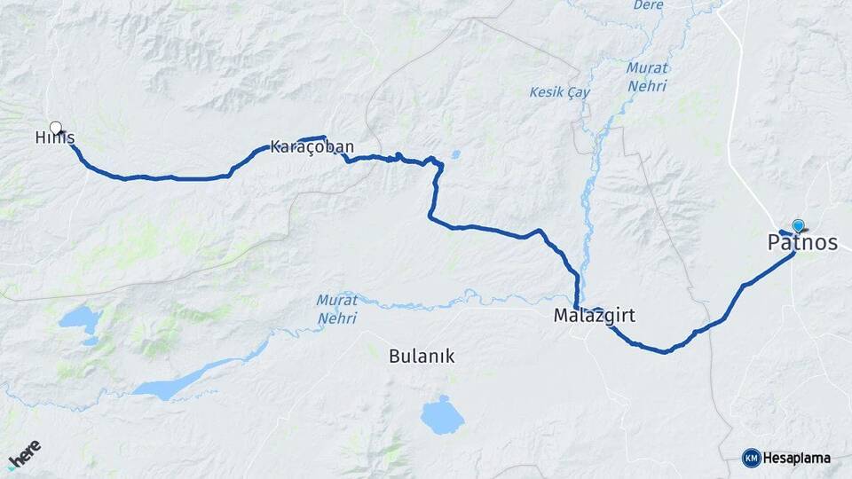 Ağrı Patnos Hınıs Erzurum Arası Kaç Km - Yol Haritası