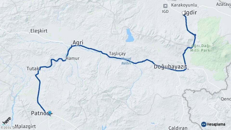 Ağrı Patnos Iğdır Arası Kaç Km - Yol Haritası