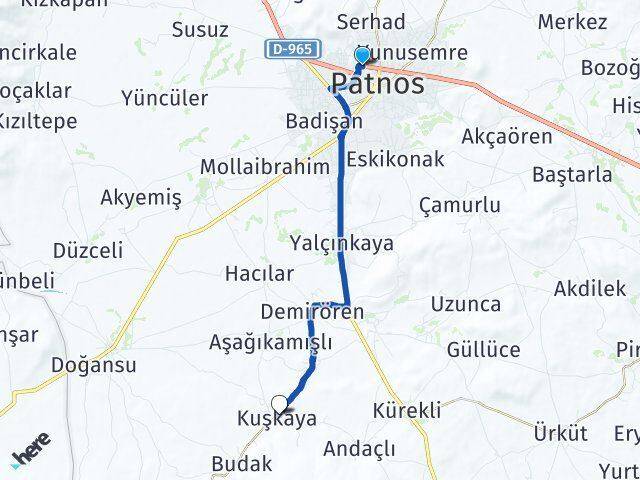 Ağrı Patnos Kuşkaya Patnos Arası Kaç Km - Yol Haritası