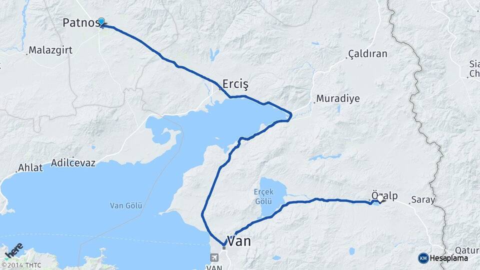 Ağrı Patnos Tepedam Özalp Van Arası Kaç Km - Yol Haritası