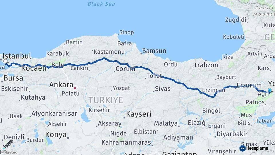 Ağrı Pendik İstanbul Arası Kaç Km - Yol Haritası