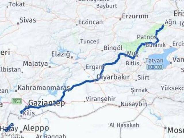 Ağrı Polateli Kilis Arası Kaç Km - Yol Haritası