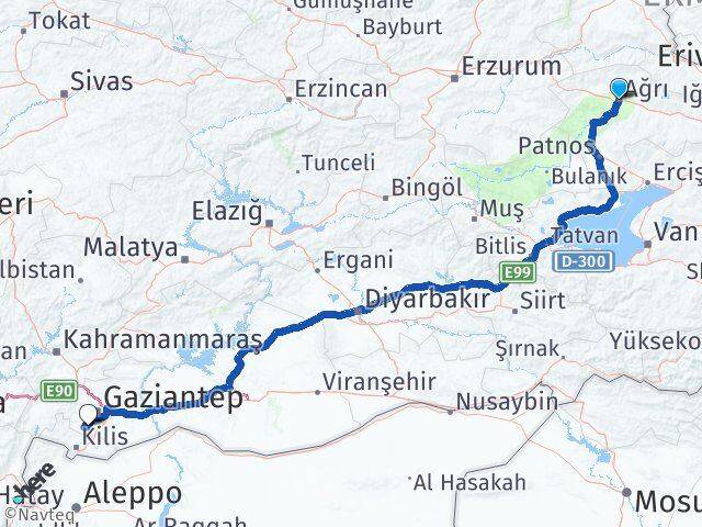 Ağrı Şahinbey Gaziantep Arası Kaç Km - Yol Haritası