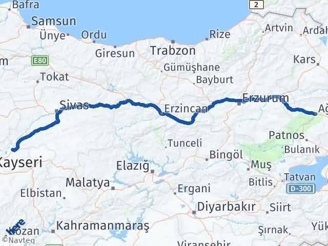 Ağrı Sarıoğlan Kayseri Arası Kaç Km - Yol Haritası