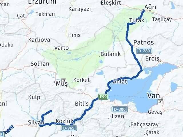 Ağrı Sason Batman Arası Kaç Km - Yol Haritası
