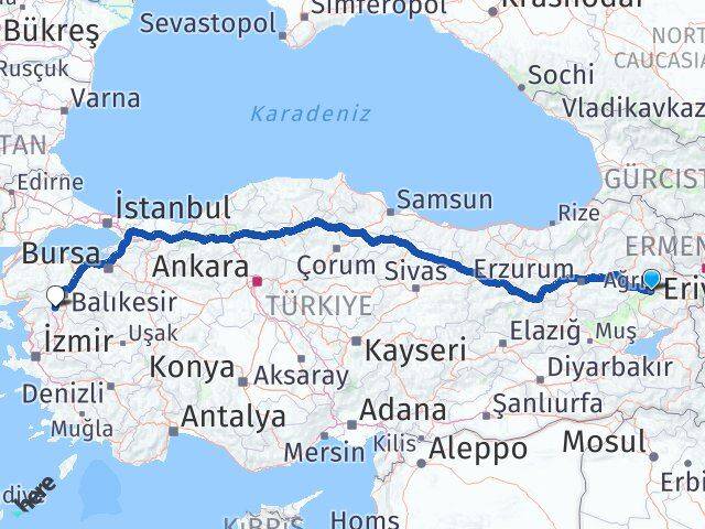 Ağrı Savaştepe Balıkesir Arası Kaç Km - Yol Haritası