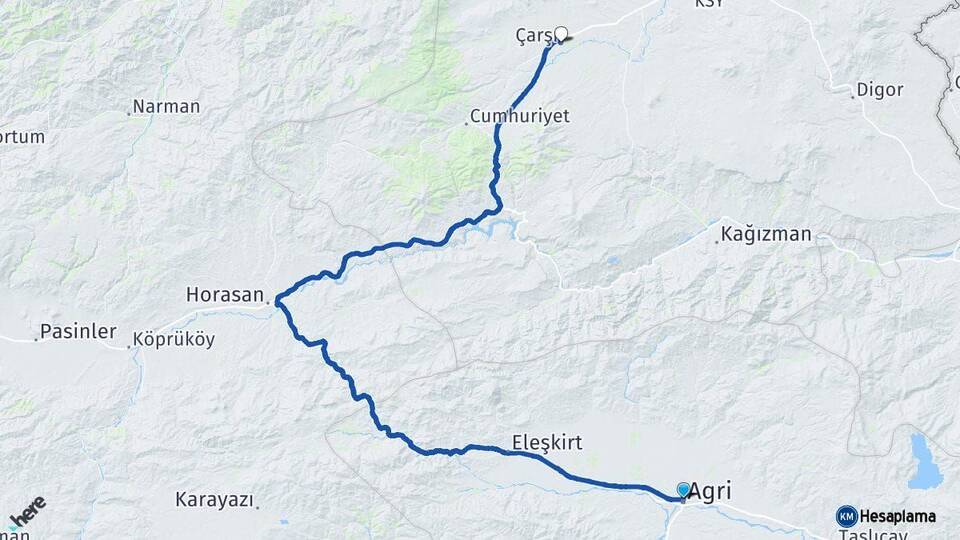 Ağrı Selim Kars Arası Kaç Km - Yol Haritası