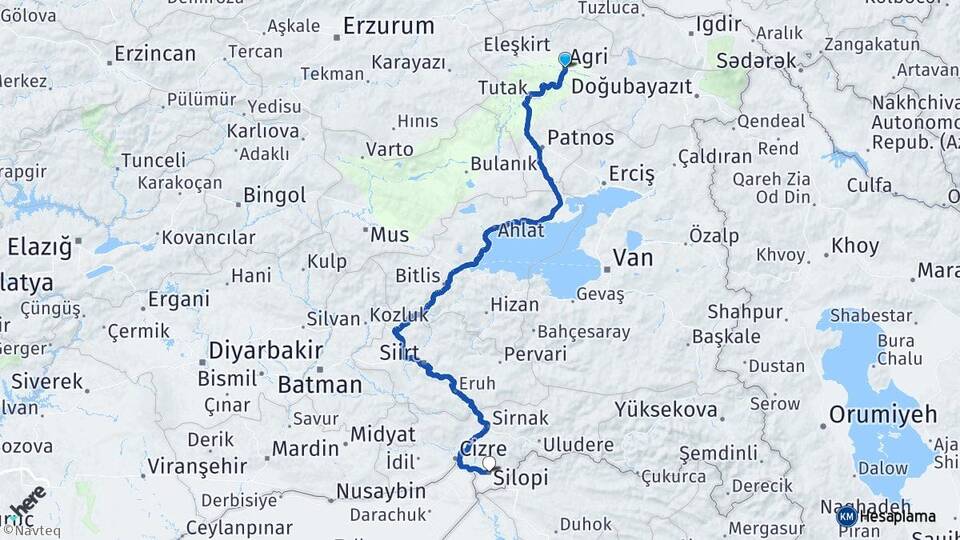 Ağrı Silopi Şırnak Arası Kaç Km - Yol Haritası