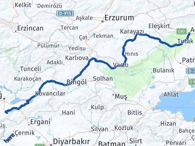 Ağrı Sivrice Elazığ Arası Kaç Km - Yol Haritası