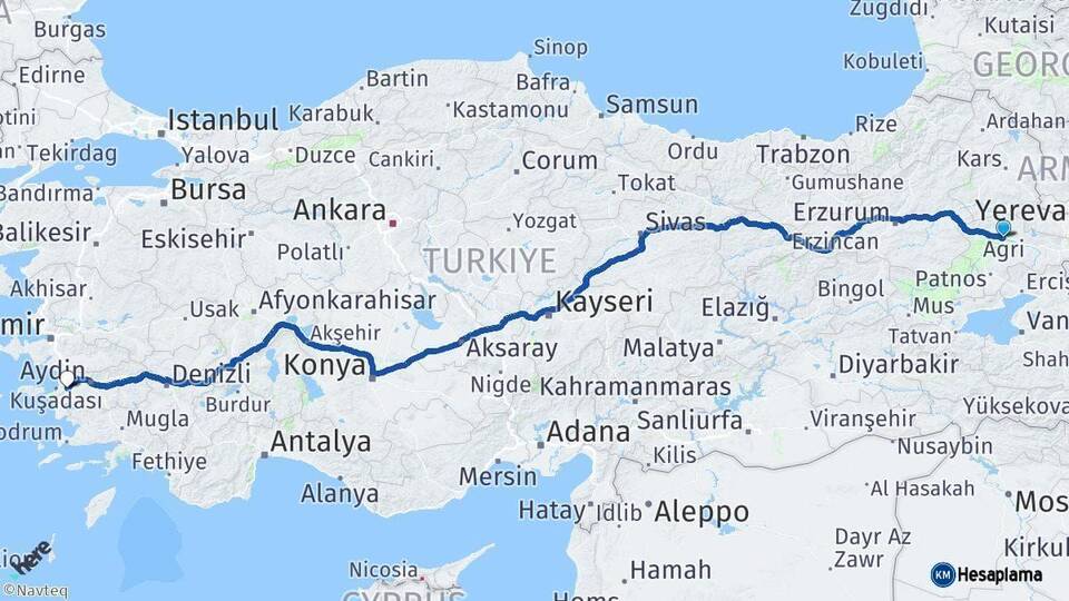 Ağrı Söke Aydın Arası Kaç Km - Yol Haritası