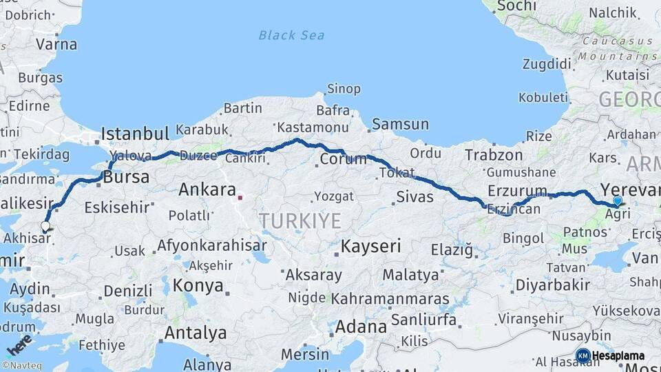 Ağrı Soma Manisa Arası Kaç Km - Yol Haritası