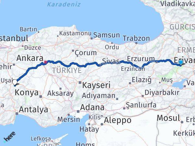 Ağrı Şuhut Afyonkarahisar Arası Kaç Km - Yol Haritası