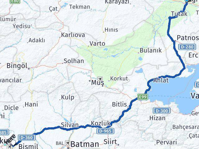 Ağrı Sur Diyarbakır Arası Kaç Km - Yol Haritası