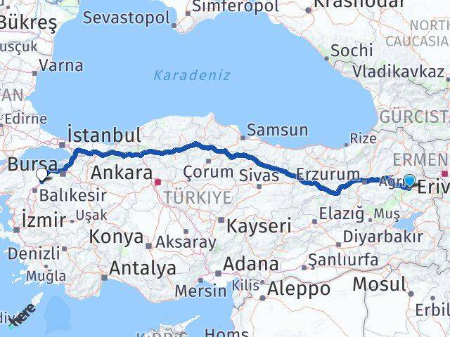 Ağrı Susurluk Balıkesir Arası Kaç Km - Yol Haritası