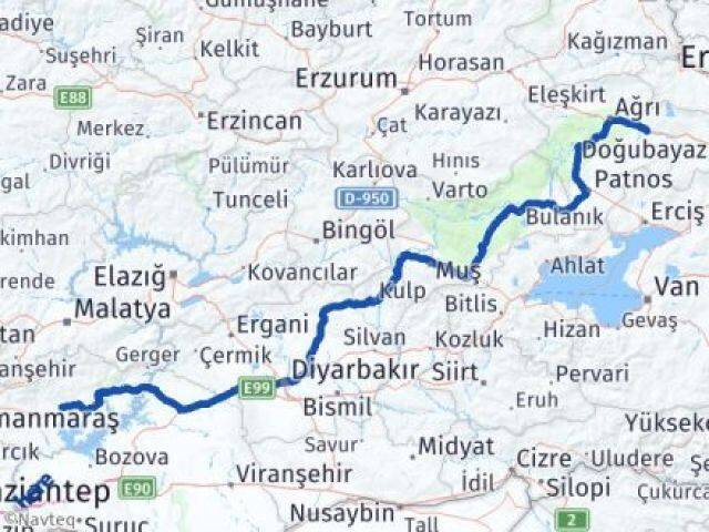 Ağrı Taşlıçay Adıyaman Arası Kaç Km - Yol Haritası
