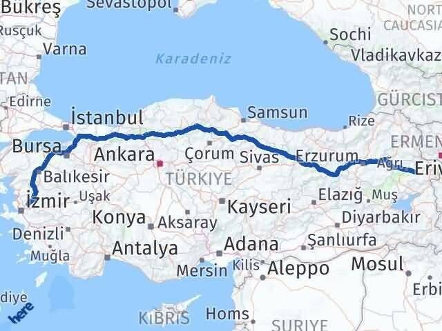 Ağrı Taşlıçay Manisa Arası Kaç Km - Yol Haritası