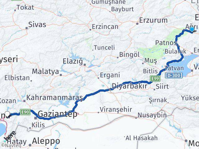 Ağrı Taşlıçay Osmaniye Arası Kaç Km - Yol Haritası