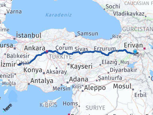Ağrı Taşlıçay Uşak Arası Kaç Km - Yol Haritası