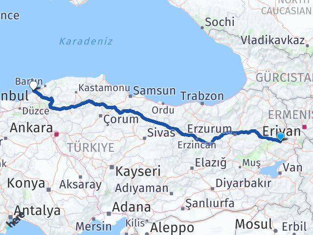 Ağrı Taşlıçay Zonguldak Arası Kaç Km - Yol Haritası