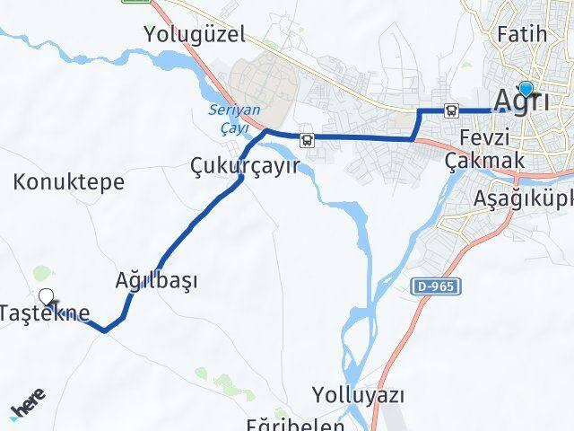 Ağrı Taştekne Arası Kaç Km - Yol Haritası