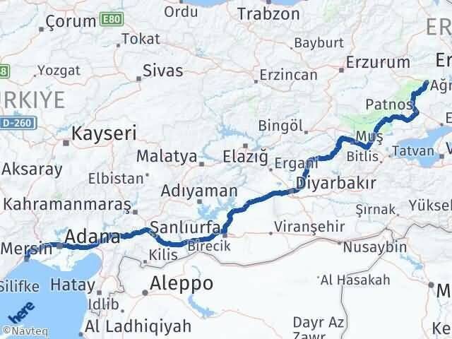 Ağrı Toroslar Arası Kaç Km - Yol Tarifi