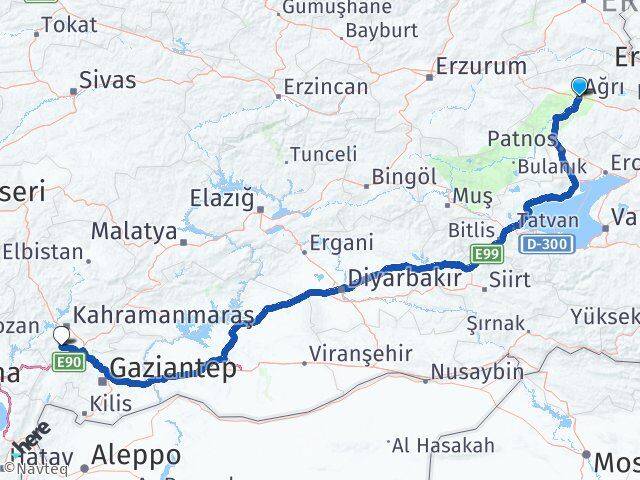 Ağrı Türkoğlu Kahramanmaraş Arası Kaç Km - Yol Haritası