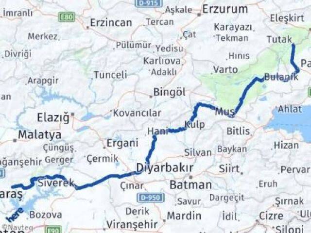 Ağrı Tutak Adıyaman Arası Kaç Km - Yol Haritası