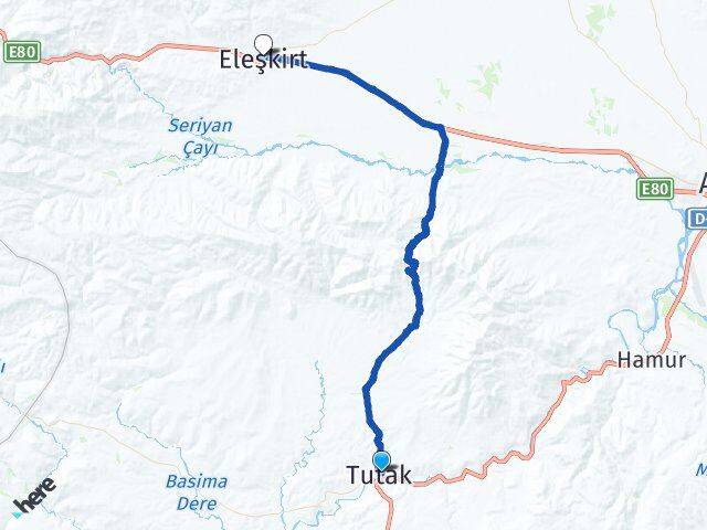 Ağrı Tutak Eleşkirt Arası Kaç Km - Yol Haritası