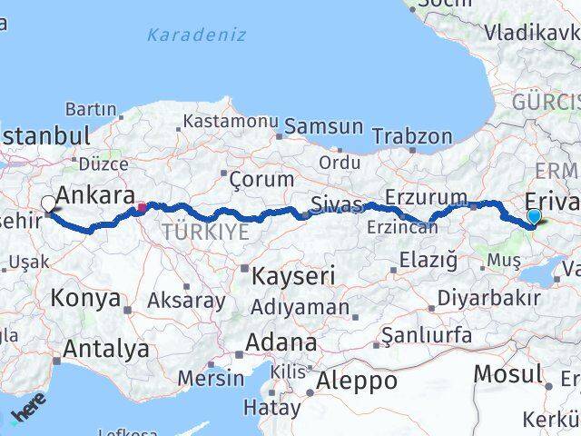 Ağrı Tutak Eskişehir Arası Kaç Km - Yol Haritası