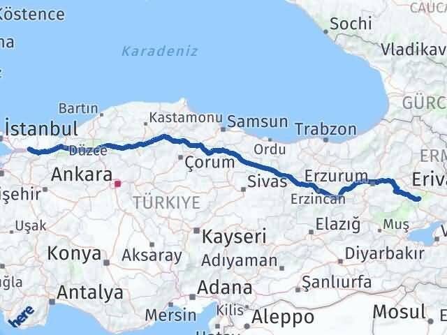 Ağrı Tutak Kocaeli Arası Kaç Km - Yol Haritası