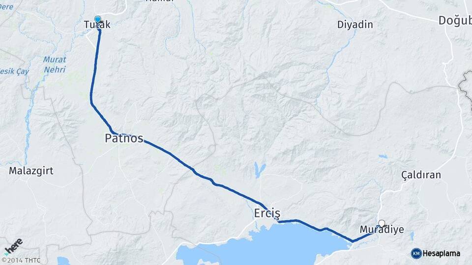 Ağrı Tutak Muradiye Van Arası Kaç Km - Yol Haritası