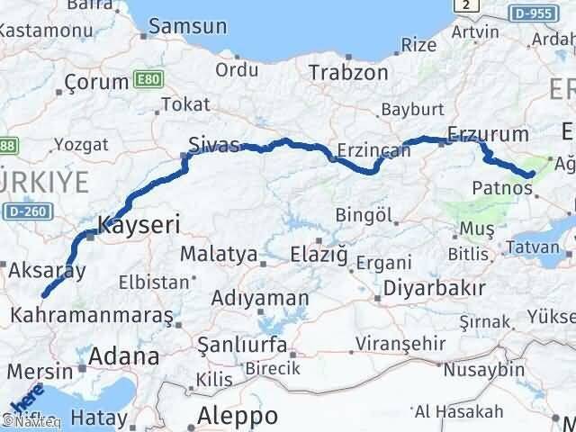 Ağrı Tutak Niğde Arası Kaç Km - Yol Haritası